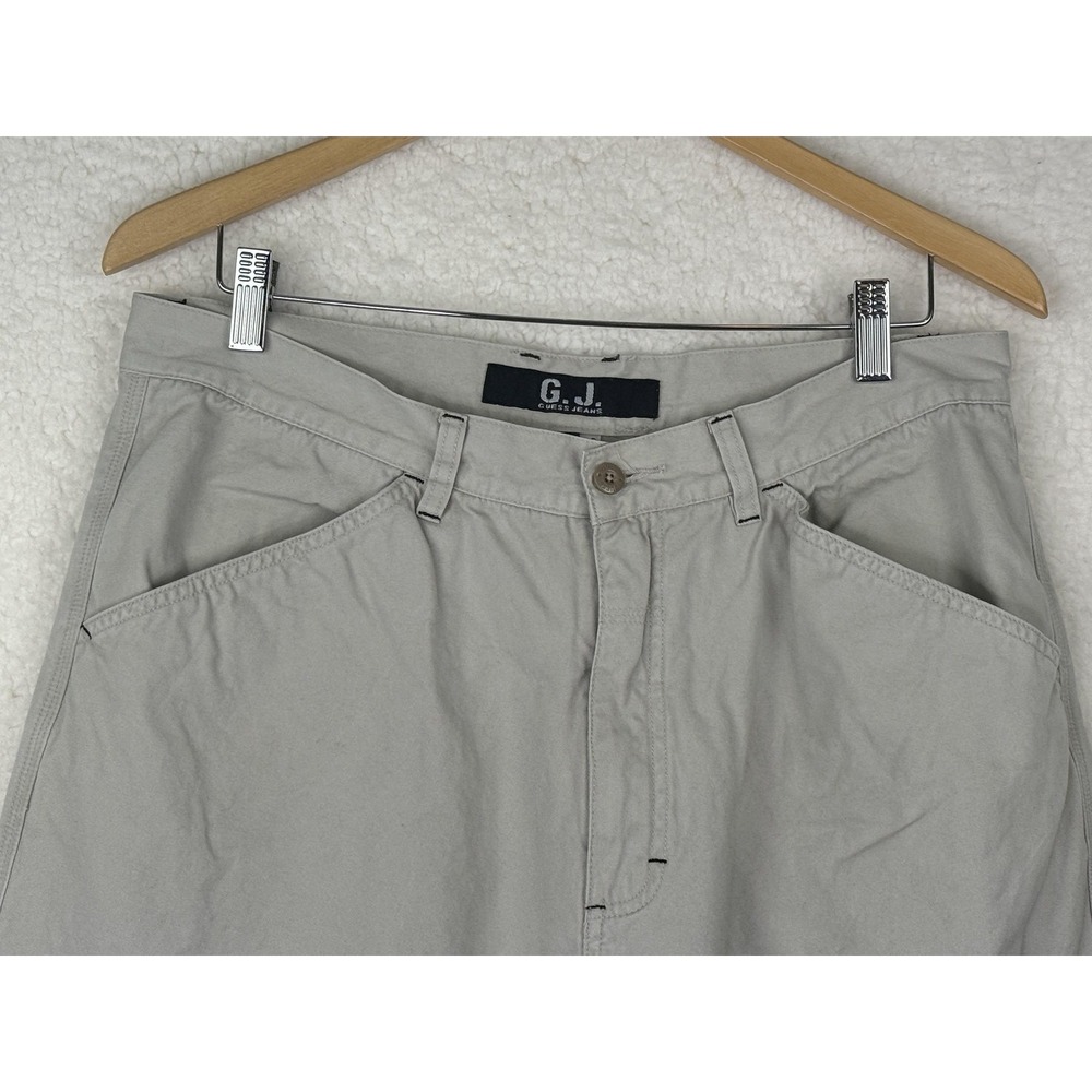Guess Jeans Cargo Pants Mens 34x28 Gray Cotton Canvas Relaxed Fit Baggy Vintage - Picture 2 of 14